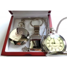 Cricket Ball Bats Silver Plated Pocket Watch with Wickets Keyring
